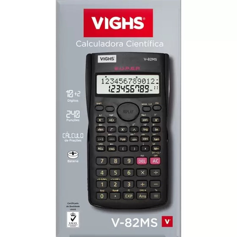 Calculadora científica v-82ms preta 240 funções – vighs