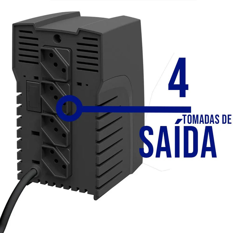 Estabilizador TS Shara Powerest 300VA 4 Tomadas 9101 - Preto - Bivolt