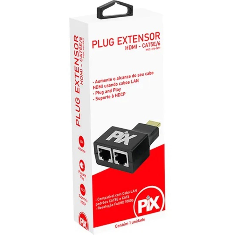 Extensor HDMI Pix 075-0897 Via Cabo Rede UTP RJ45 CAT5E/6 20M