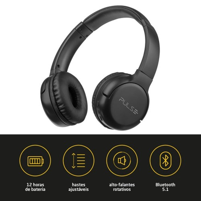 Fone Headphone Bluetooth 5.1 Pulse Flow Preto PH393