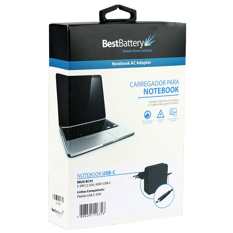 Fonte Notebook 45W USB-C  BB20-BC45  5-20V-2.25A- USB-C