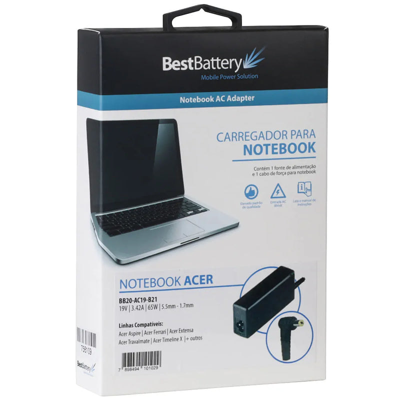 Fonte  Notebook  ACER - BB20-AC19-C21 - 19V- 4.74A- 90W - 5.5mm - 1.7mm