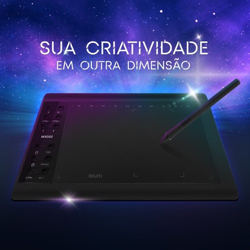 Mesa Digitalizadora Multi Criativa Plus 10, 8192 níveis de Pressão, 12 botões, USB, Preto – MX002 - TerabytesInformatica