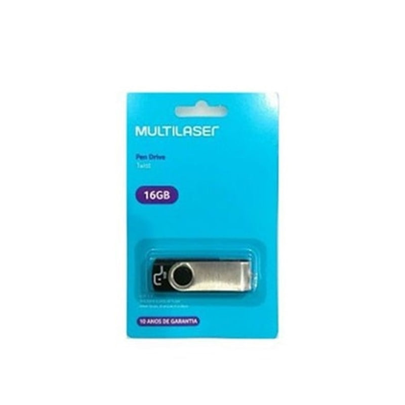 Pen Drive Twist 16GB USB Leitura 10MB/s e Gravação 3MB/s Preto Multilaser – PD588