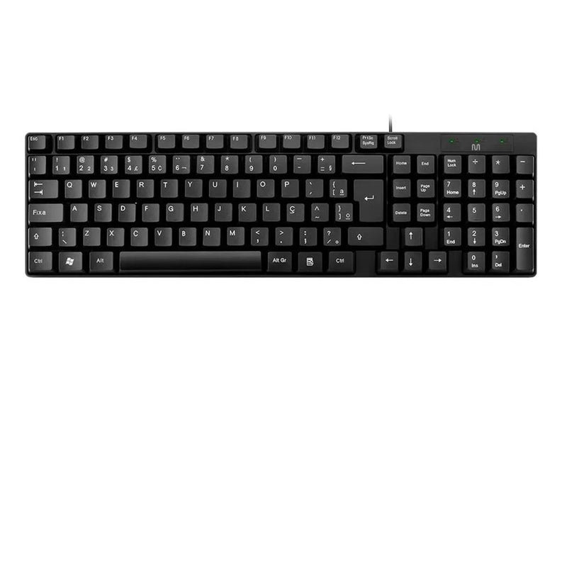 Teclado Com Fio Compacto Conexão USB Cabo de 120cm Resistente Água Preto - TC193