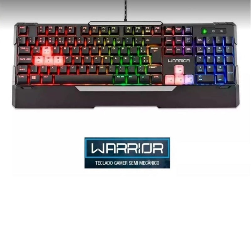 Teclado Gamer Warrior Wakiza Semi Mecânico LED Rainbow – TC208