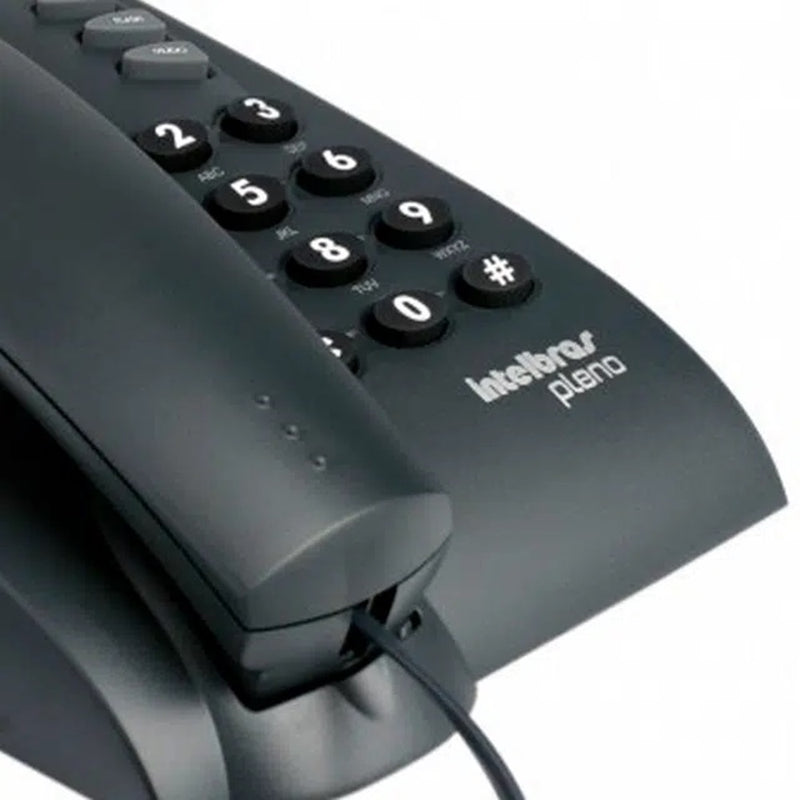 Telefone Intelbras Pleno com Fio s/ Chave de Bloqueio Preto  Funções Flash 4080051