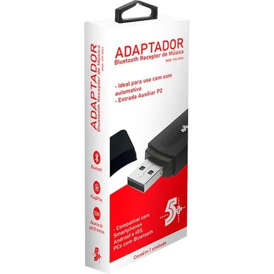 Adaptador USB Bluetooth 5+ 015 - 0064 e Receptor de Música Com Cabo Aux - TerabytesInformatica - 