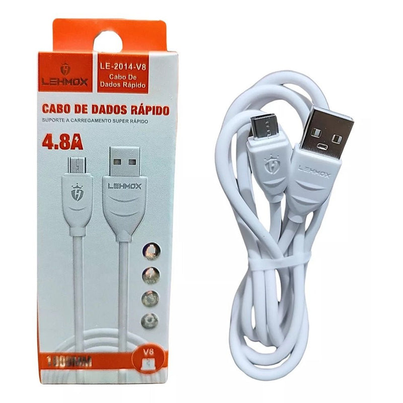 Cabo V8 Micro USB CARGA E Transferencia de Dados 4.8 LEHMOX - TerabytesInformatica - 