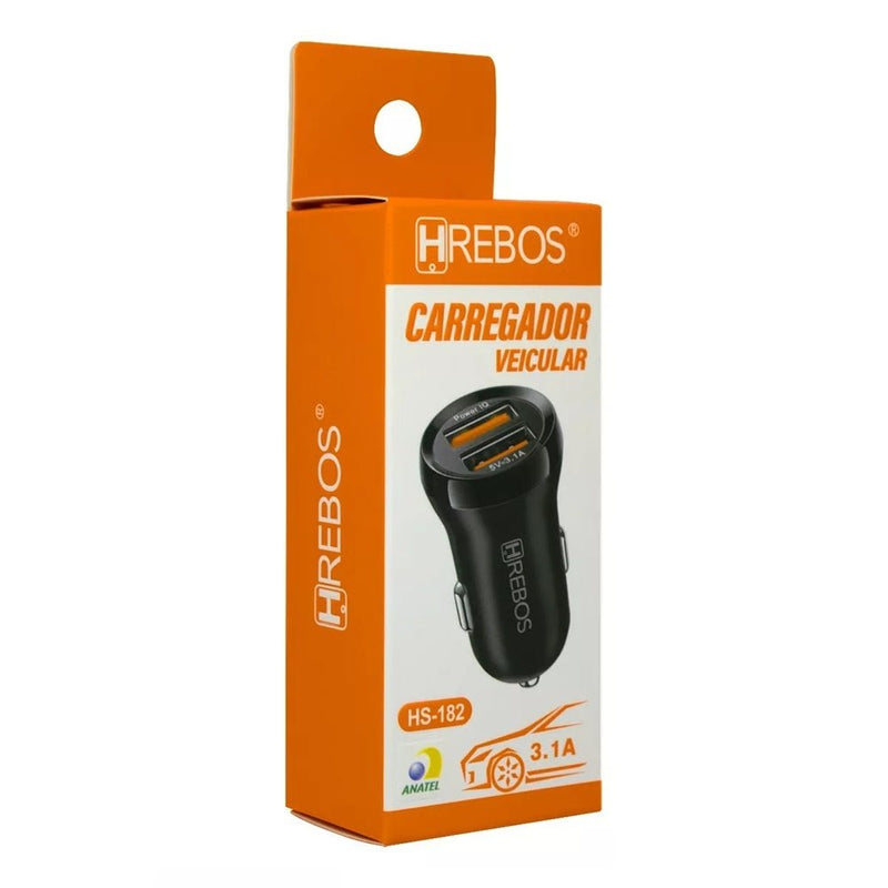 Carregador Celular Veicular Carro Turbo Power 2 Saídas Usb Cor Preto Herbus - TerabytesInformatica - ACENDEDOR