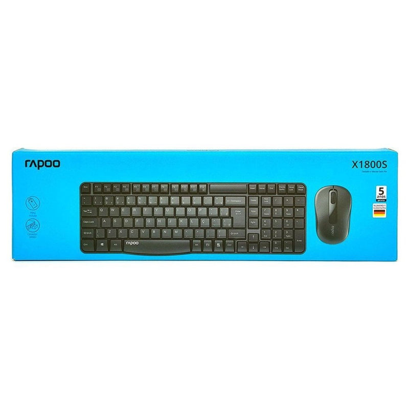 Kit Teclado E Mouse S/fio Rapoo X1800s C/pilhas Cor do mouse Preto Cor do teclado Preto - TerabytesInformatica - 