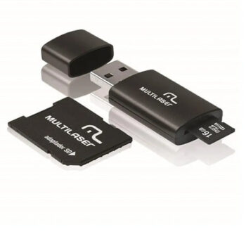 Cartão De Memória Classe 10 16GB + Adaptador 3 em 1 SD + Pendrive  Preto Multilaser - MC112