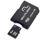 Cartão De Memória Adaptador 2 em 1 Multilaser SD +Trava de Segurança Classe 4 8GB Preto - MC004