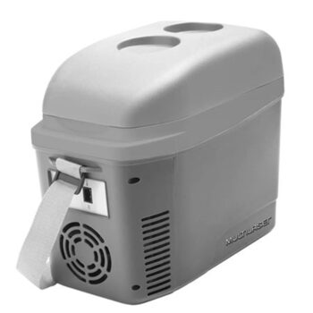 Mini Geladeira/Cooler 7L Cinza Fosco 12V com Porta Copos e Alça – TV013